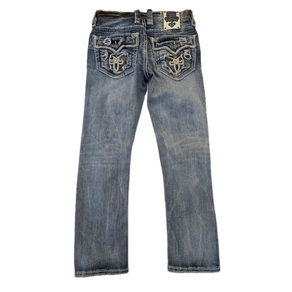 Rock Revival TYME Mens Jeans Straight Leg Size 29 Distressed Thick Stitch MMA - Picture 4 of 12
